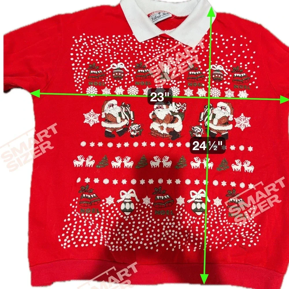 Vintage 90s Village Fair Christmas Sweatshirt Santa Puff Paint Ugly Sweater L/XL